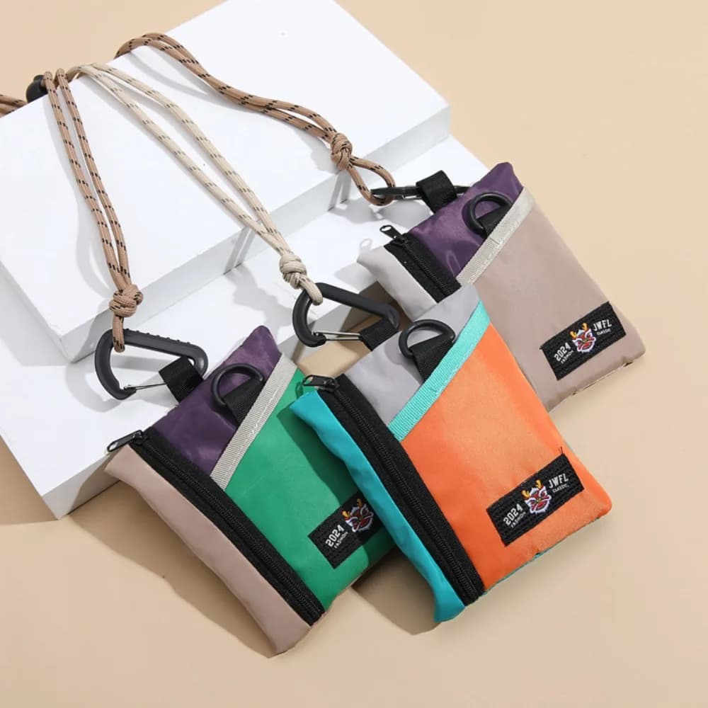 Fashion Nylon Coin Purses Neck Strap Lanyard Cartoon Coin Bag Mini Card Holder Student Wallets & Holders