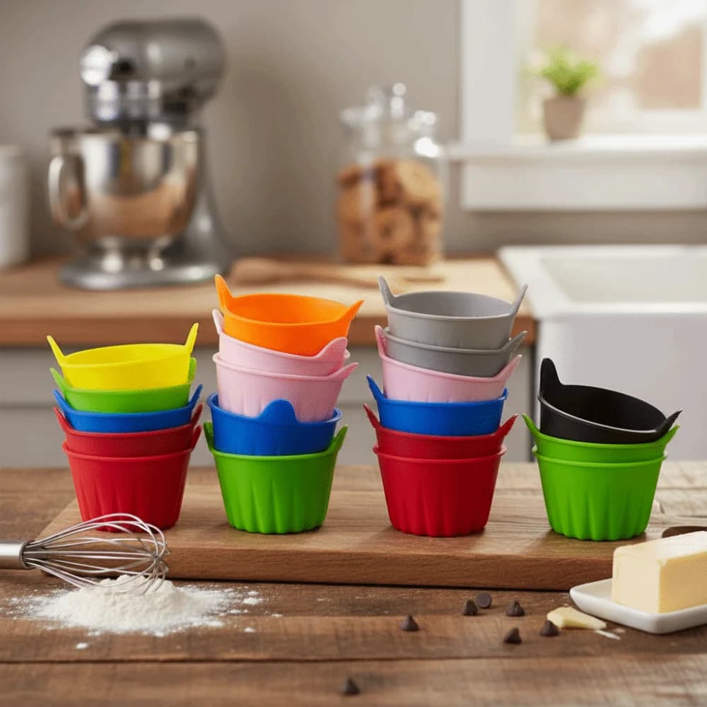 4 Pcs Reusable Silicone Baking Molds Non-Stick Oil-Free Silicone Baking Mold Dishwasher Safe Air Fryer Mold Steamer