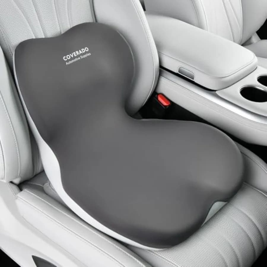 Cuscino Ergonomico in Memory Foam per Sedile e Supporto Lombare per Auto, Sedia da Ufficio, Sedia da Scrivania, Grigio, per Dolore Sciatico, Lombare e del Coccige