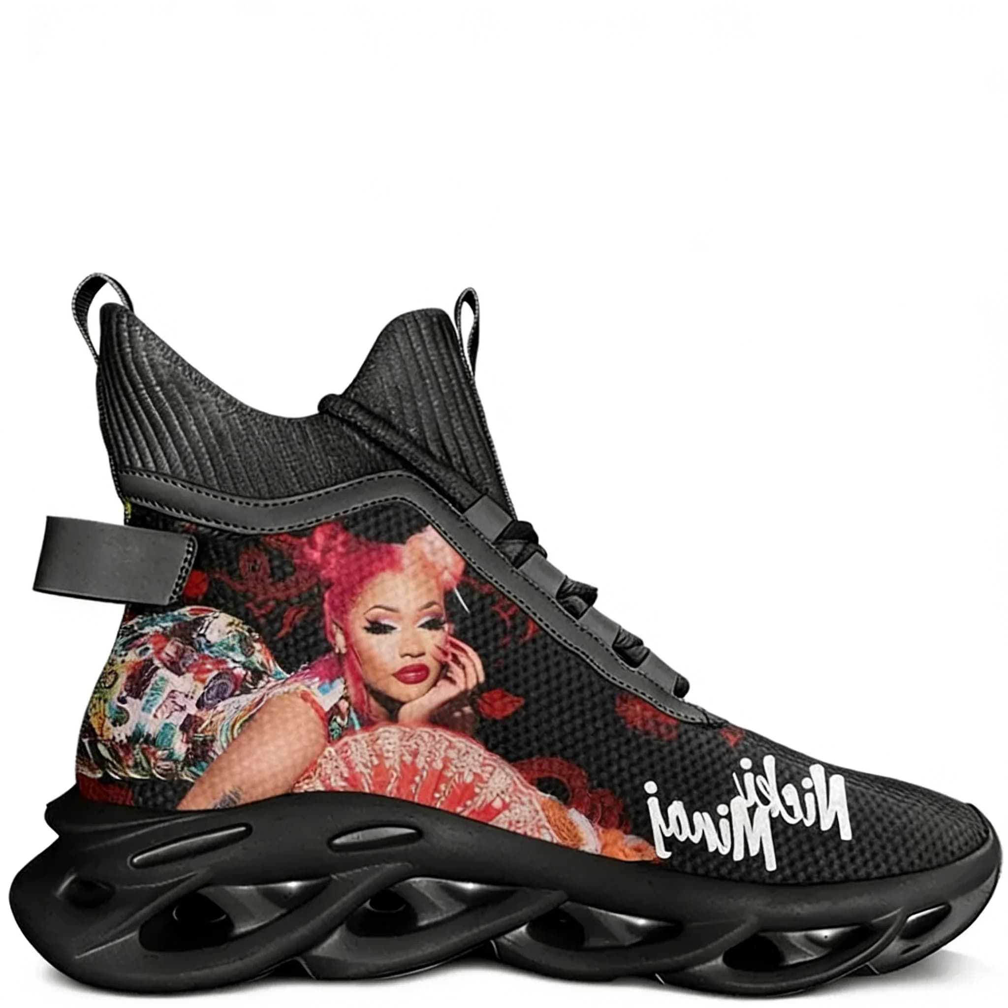 Sneakers alte personalizzate Hot Rapper N-Nicki Minaj da uomo e donna, scarpe sportive per il tempo libero, escursioni, viaggi e corsa