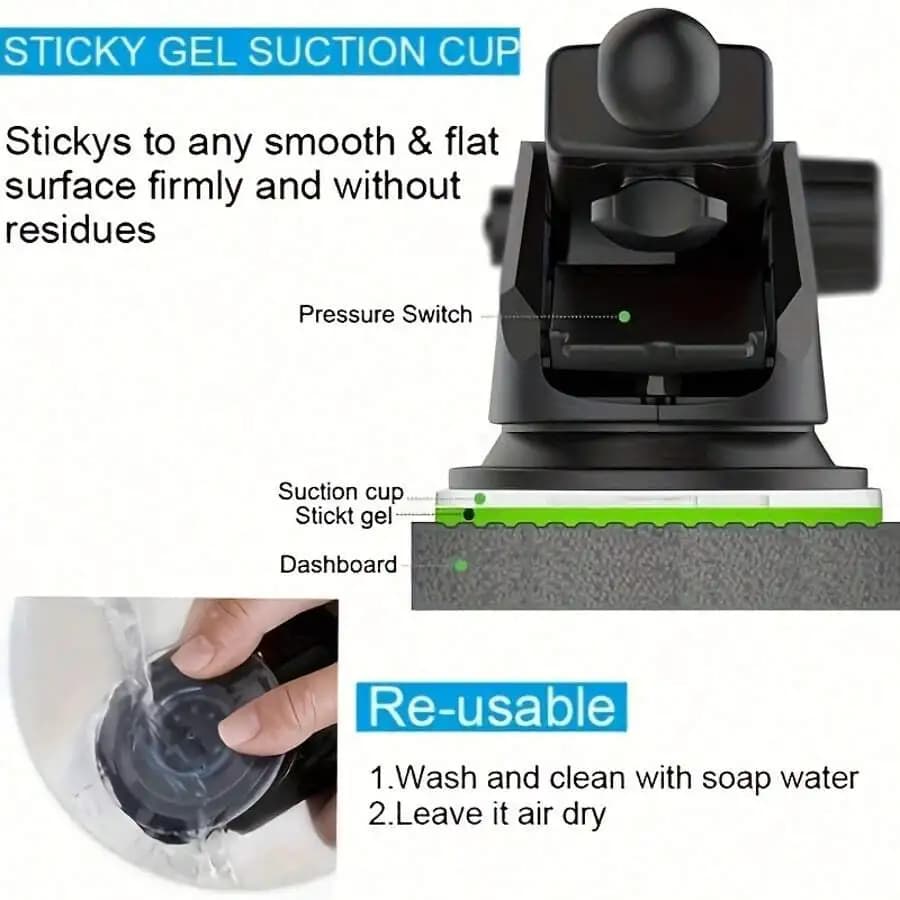 Supporto universale per telefono da auto con ventosa in gel adesivo per cruscotto e presa d'aria