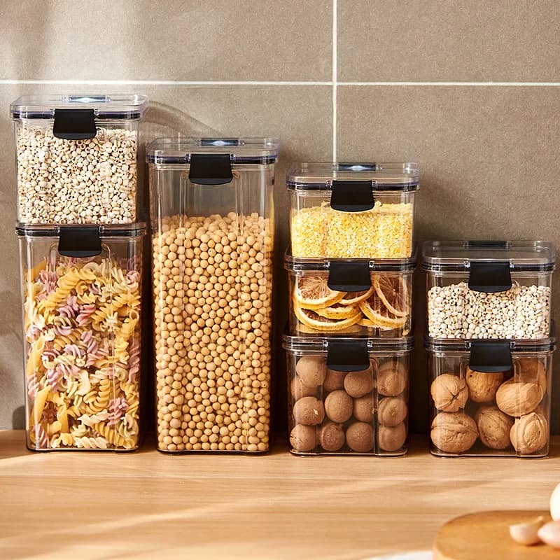 Sealed jars Organizer for kitchen cereal storage Large tank Moistureproof plastic storage box Set of jars for home dressings 2030