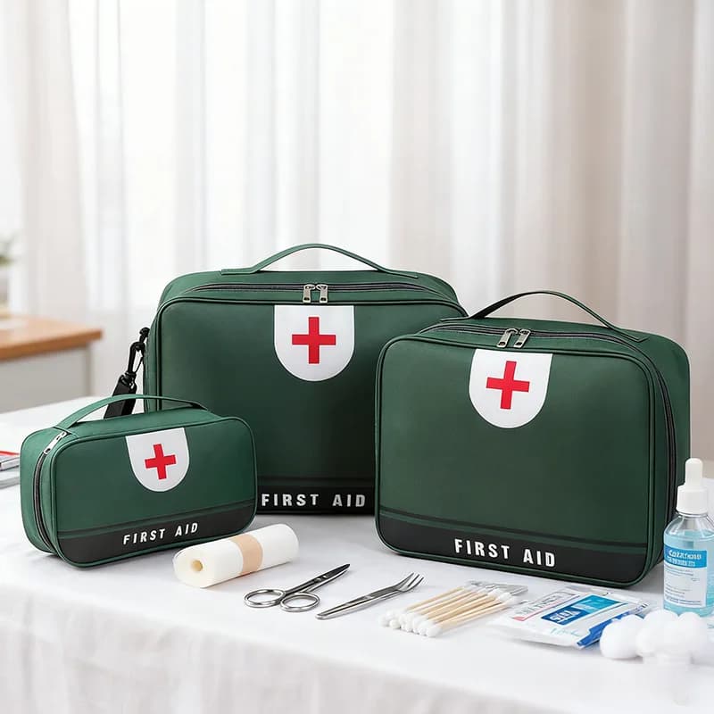 3PCS Outdoor Travel Camping Portable Medical First Aid Bag Household Large Capacity Emergency Survival Storage Box Red Green