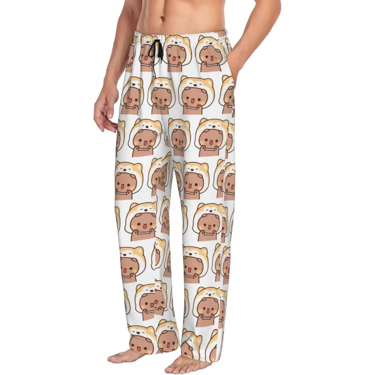 Pantaloni da pigiama da uomo personalizzati con orso e panda Bubu Dudu Pantaloni da notte per dormire con tasche