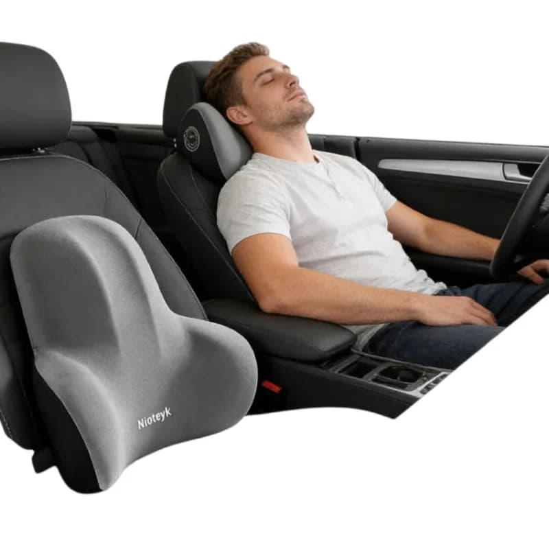 Cuscino per il Collo da Auto, Protegge la Schiena, Cuscino Lombare Traspirante in Memory Foam, Poggiatesta per Auto, Supporto Lombare Multifunzionale