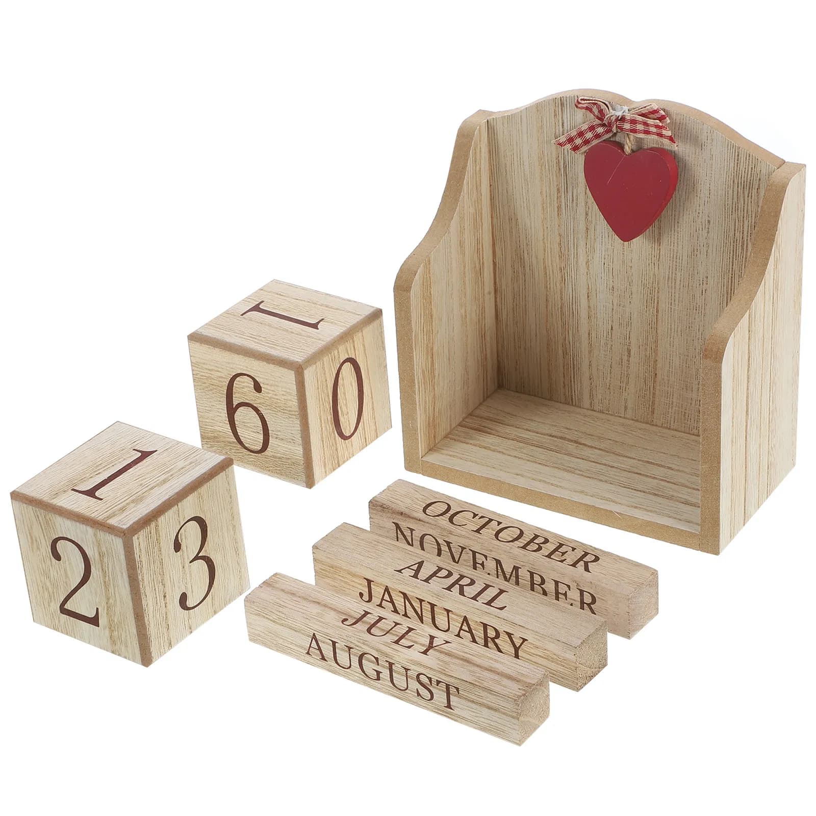 Calendario Perpetuo da Tavolo in Legno, Blocco Manuale Rotante con Data e Mese, Calendario Decorativo per Casa, Ufficio e Studio
