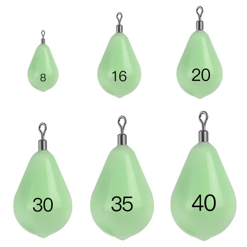 2 pezzi pesi da pesca luminosi zavorra 18g-150g goccia d'acqua rotazione di 360 gradi zavorra da pesca accessori per la pesca al basso