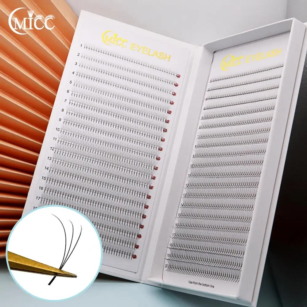 40Line 2D 1600 Ventilator 20D XXL Tray Russian volume suction cups Sharp pointed stem Extension pre-packaged eyelash extension Thin root eyelash extension