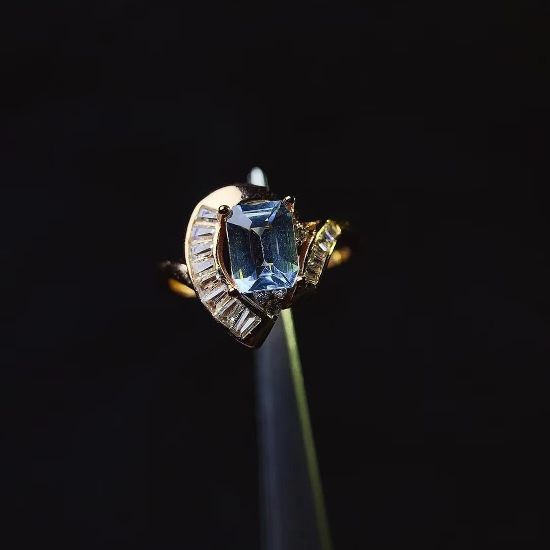 KJJEAXCMY S925 Argento puro intarsiato Boutique bianco naturale Acquamarina Anello da donna Supporto ad alta chiarezza Test Festa di compleanno