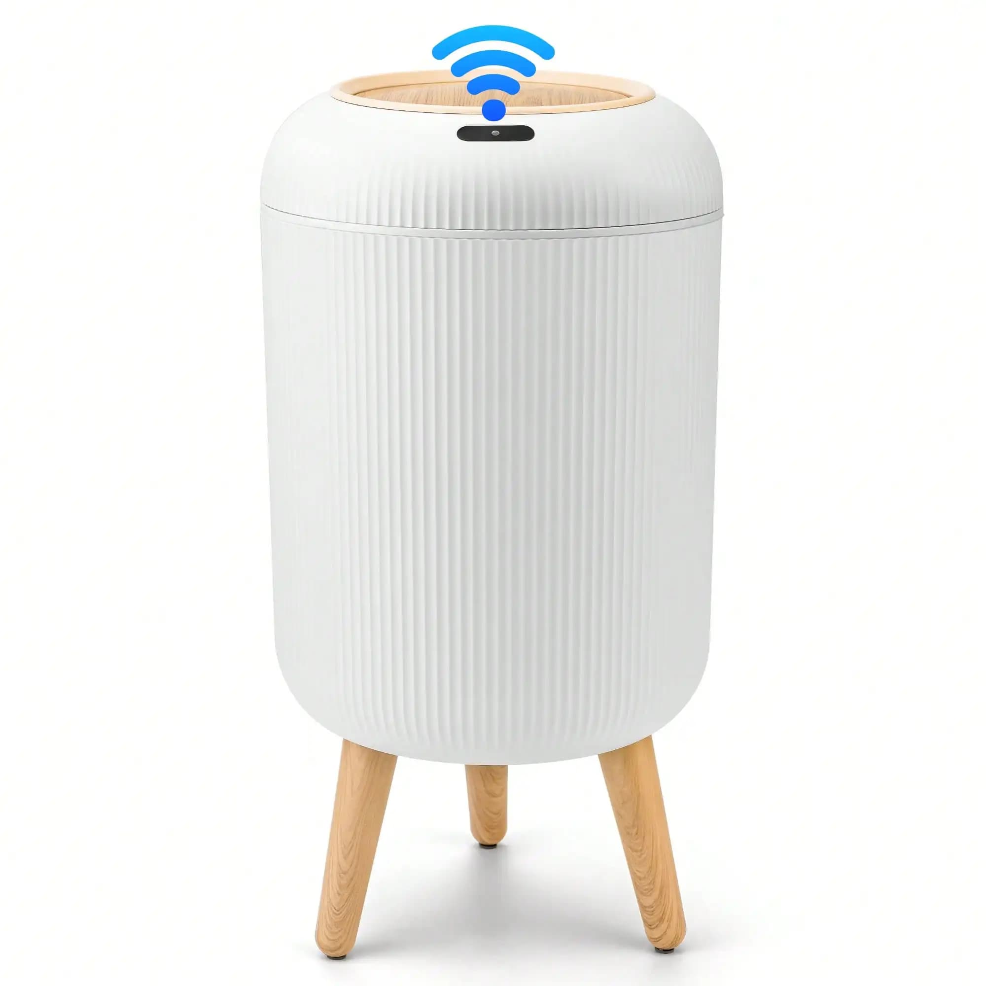 Motion Sensor Trash Can with Lid, Touchless Automatic Waterproof Garbage Bin, Plastic Waste Basket for Kitchen, Bathroom, Office & Outdoor, White