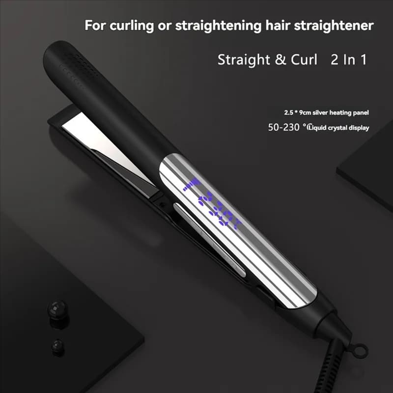 TFORU-Piastra per hair e bigodino 2 in1 Professional Iron Instant Heating Digital LED Display Adjust temperature American Plug