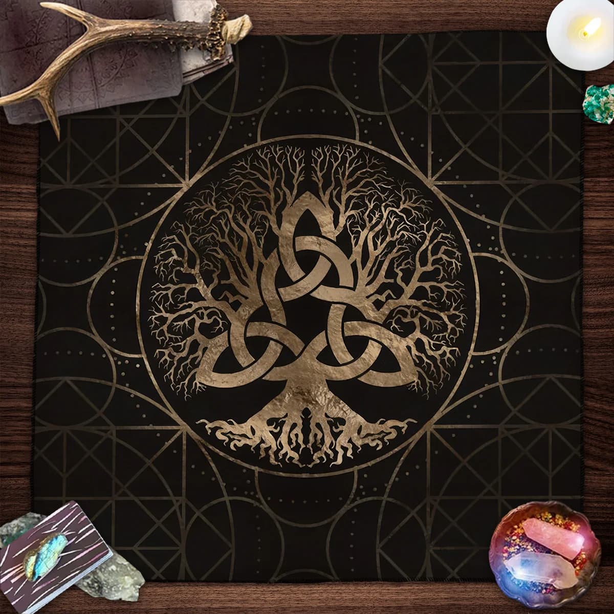 Albero della Vita Pendolo Divinazione Tovaglia Per Tarocchi Altare Tarocchi Panno Stregoneria Astrologia Oracolo Carte Pad Strega Decorazioni per la casa
