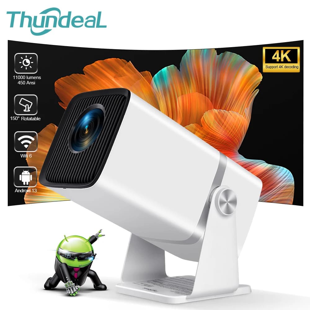 Mini Proiettore ThundeaL TD80W Full HD 1080P 4K Android WiFi per Home Theater, Riunioni, Video e Film, Proiettore Portatile TD80 PK HY320