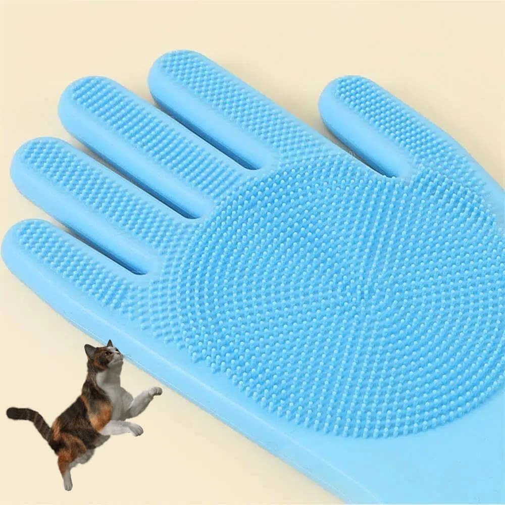 Blue Pet Grooming Cleaning Gloves Dog Cat Bathing Shampoo Glove Scrubber Dishwashing Cleanner Sponge Silicon Hair Removal Glove