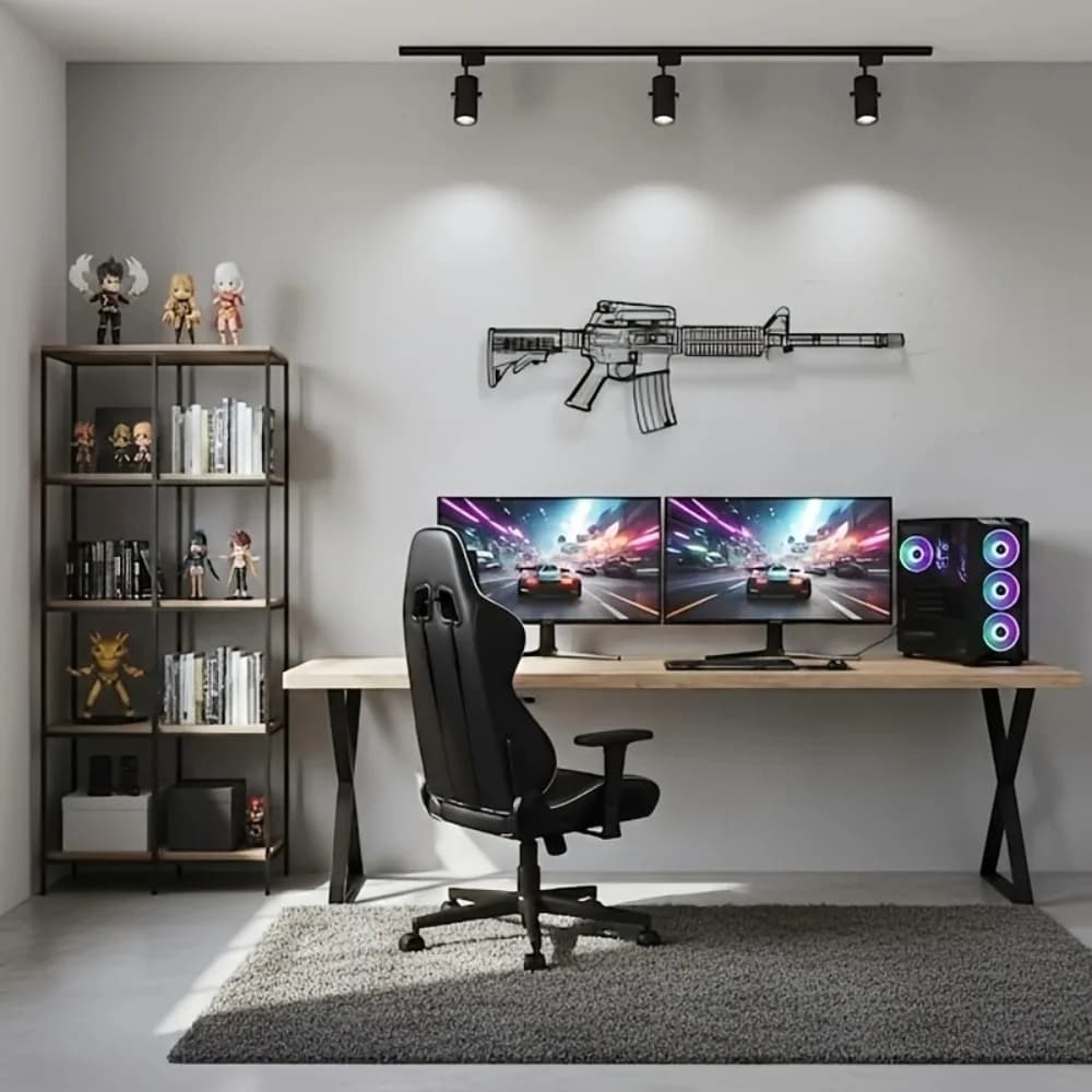 CIFbuy M4 Rifle AR15 Gun Silhouette Gaming Mouse Pad Non-Slip Rubber Base Edge-Locked Laptop Desk Mat