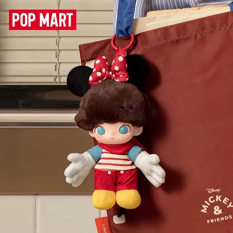POP MART Dimoo World Mickey Friends Originale Mystery Blind Box Bambola in Vinile Portachiavi Cartone Animato Trendy Carino Ciondolo per Borsa Regalo di Natale Giocattoli