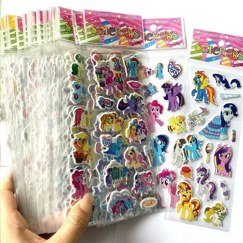12Sheets/Set Kawaii My Little Pony Stickers for Children Cartoon 3D Bubble PVC Sticker Scrapbook Notebook Decoration DIY Gifts