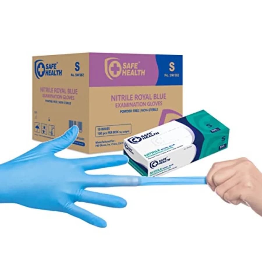 Guanti monouso in nitrile Safe Heal da 4 mil, senza lattice, senza allergeni, per uso alimentare e igienico