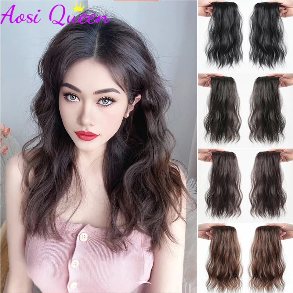 AS Pezzo di parrucca Cuscinetto per capelli ricci soffici femminili Pezzo di capelli Aumenta il cuscinetto per capelli su entrambi i lati della parte superiore della testa Estensione della radice dei capelli