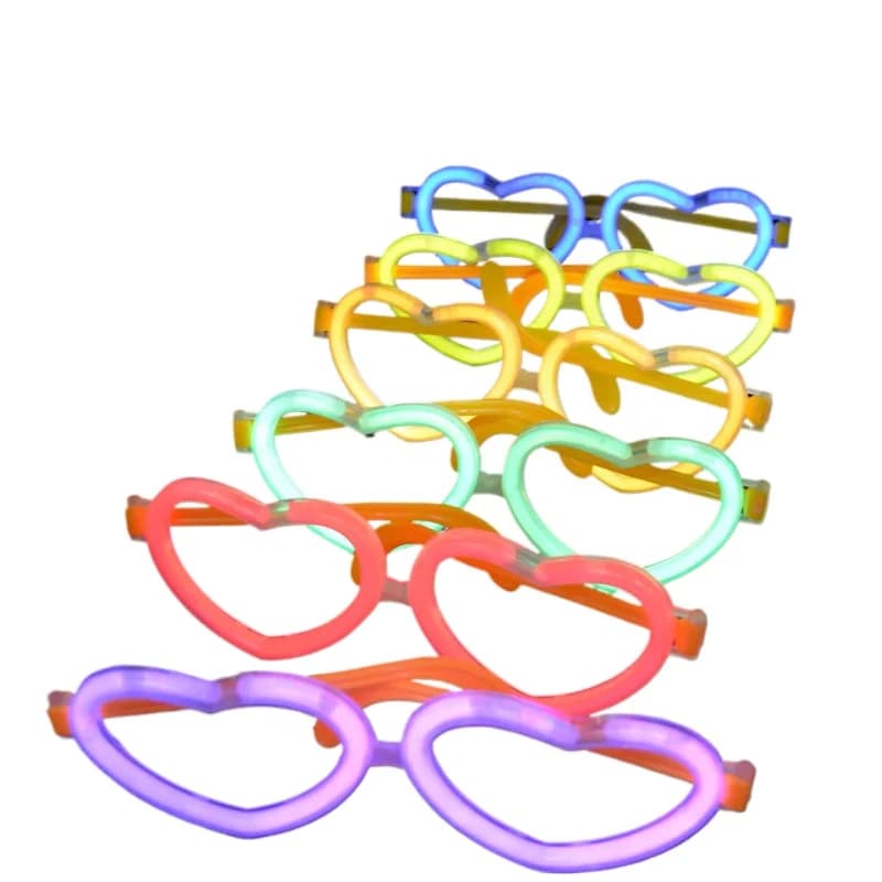 20 Sets Festive DIY Luminous Heart Eye Glasses Fluorescent Wear Glow Stick Party Supplies Adult Kids Birthday Halloween