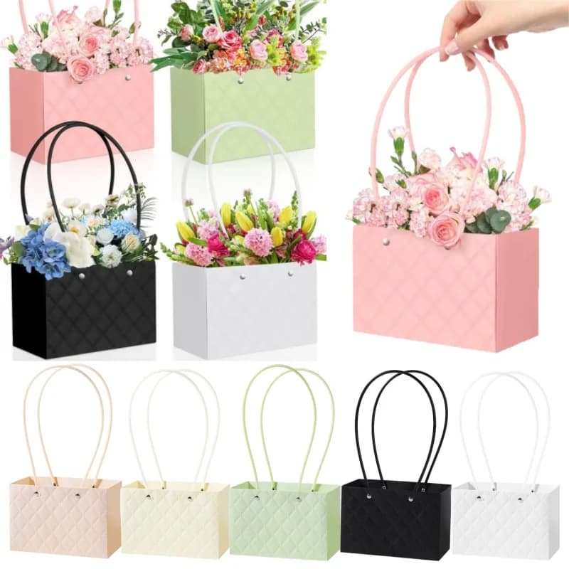 Scatola per Fiori, Confezione per Rose, Borsa Regalo Portatile per San Valentino, Compleanno, Festa, Carta da Regalo, Scatola per Caramelle, Torte, Fiori