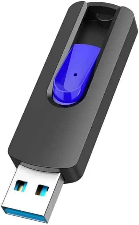 Chiavetta USB 3.0 da 64GB Retrattile con Design a Scorrimento per Computer, Zip Drive, Pen Drive - Blu