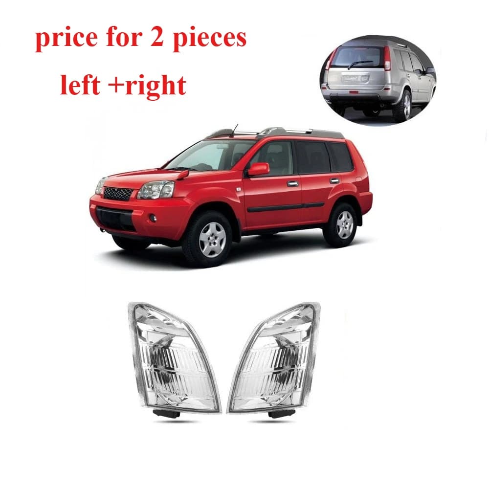 2 Pezzi (Sinistro + Destro) Faro Anteriore con Lampadine per Nissan X-Trail T30 2000-2007, Luce Laterale per Indicatore di Direzione Anteriore