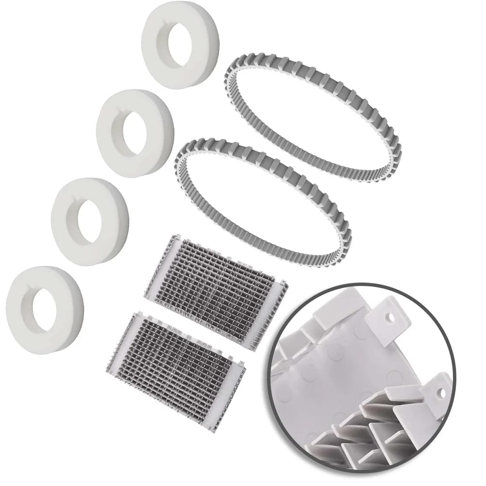 Set di 4 anelli in schiuma R4 6101611 con 2 cinghie R2 9985006 e 2 spazzole a rullo R2 6101641 per Dolphin M400 C3 Cb