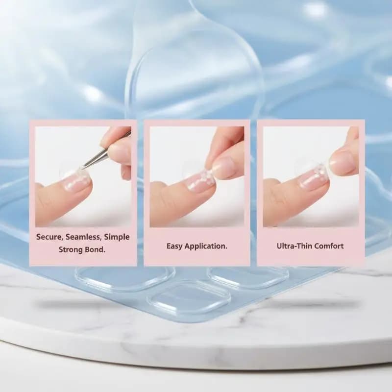 Adesivo per Unghie Trasparente a Doppia Faccia, Nastro Adesivo per Nail Art, Adesivi Riutilizzabili per Manicure Fai-da-Te, Accessori per Unghie