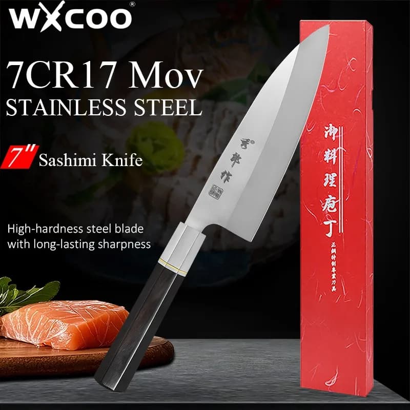 WXCOO Coltelli Giapponesi Professionali Cucina Sushi Salmone Affettare Coltello da Chef Coltello Sashimi Taglio di Carne Pesce Affettare Cottura