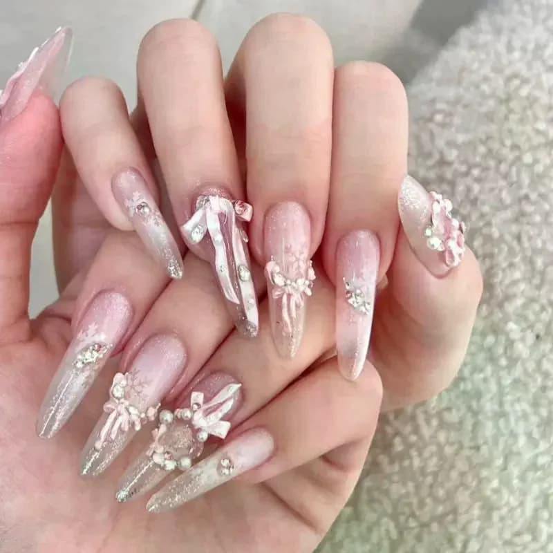 3D Silicone Print in Fiocco Shape, Reusable, Highly Transparent, Nail Art Model, Fai-da-Te accessory for Manicure