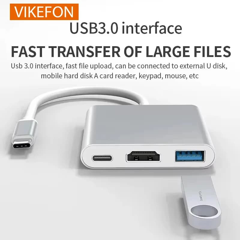 USB C to HDMI 3 IN 1 USB 3.1 Hub Type C Charging Converter for Samsung S23 Ultra iPhone 15 Laptop MacBook