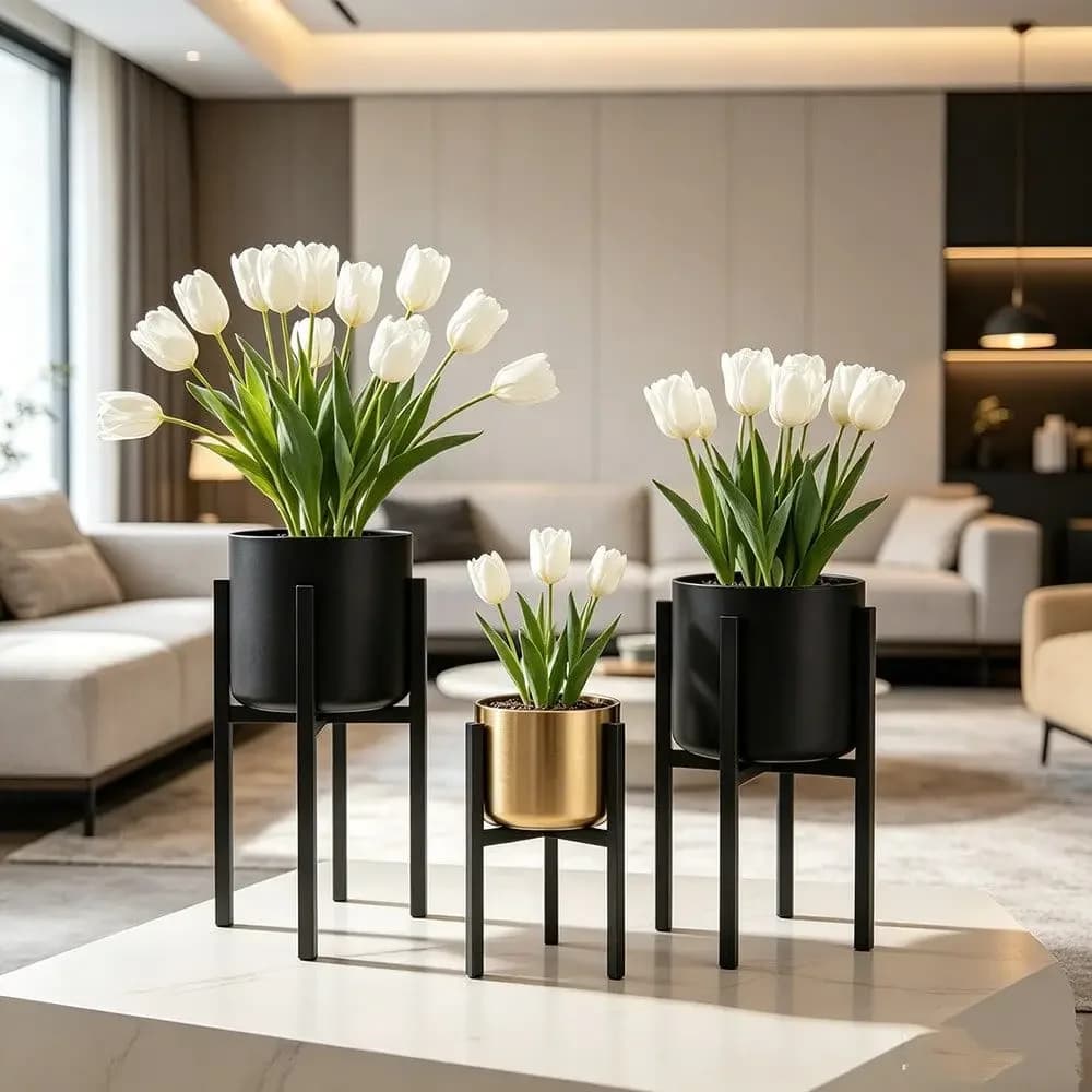 5 67 Tier Plant Stand, HeavyDuty Iron Flower Stand, HighAngle MultiTier Flower Pot Display Rack, Sleek Minimalist Design Easy D