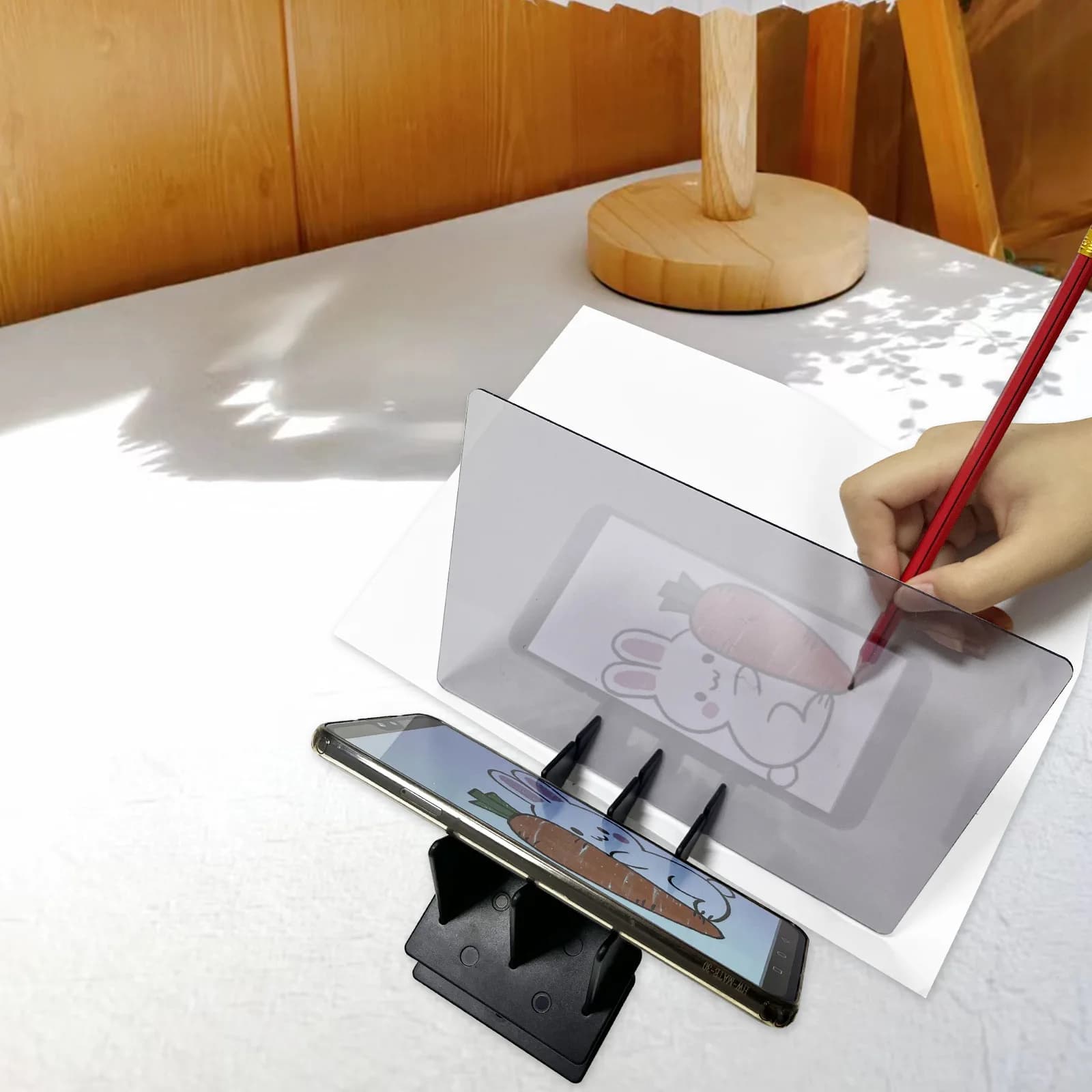 Tavola Ottica Portatile per Disegno e Copia con Schermo di Proiezione, Strumento di Apprendimento per Tracciare e Imitare per Tablet e Smartphone