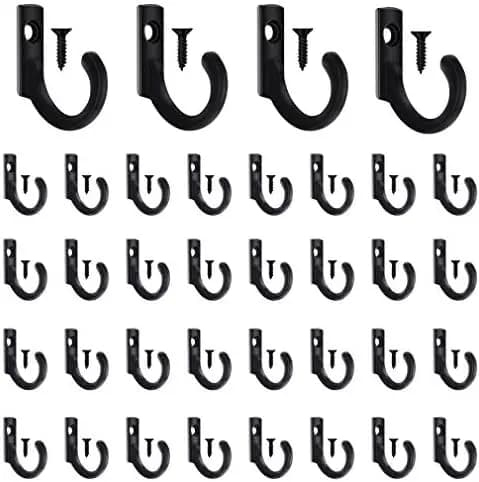 58 ganci portachiavi in metallo nero per cappelli, gioielli, strofinacci da cucina - Organizzatore da parete rustico in stile rustico/country