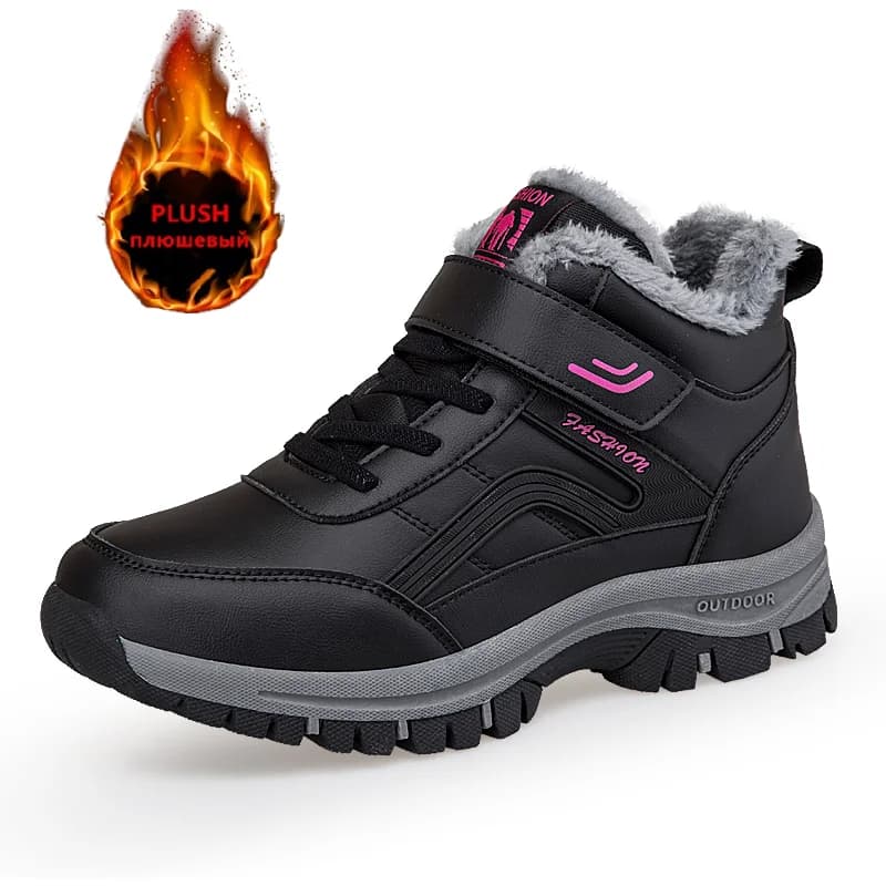Waterproof Winter Women’s Boots Platform Non-slip Couple Snow Boots Outdoor Hiking Boots Warm Plush Ankle Boots Walking Shoes