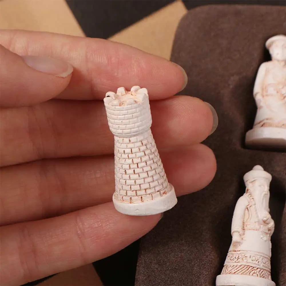 Set di Scacchi in Resina Stile Antico, Pezzi Realistici a Forma di Tromba, Scacchi Cinesi Antichi, Gioco di Intrattenimento e Puzzle