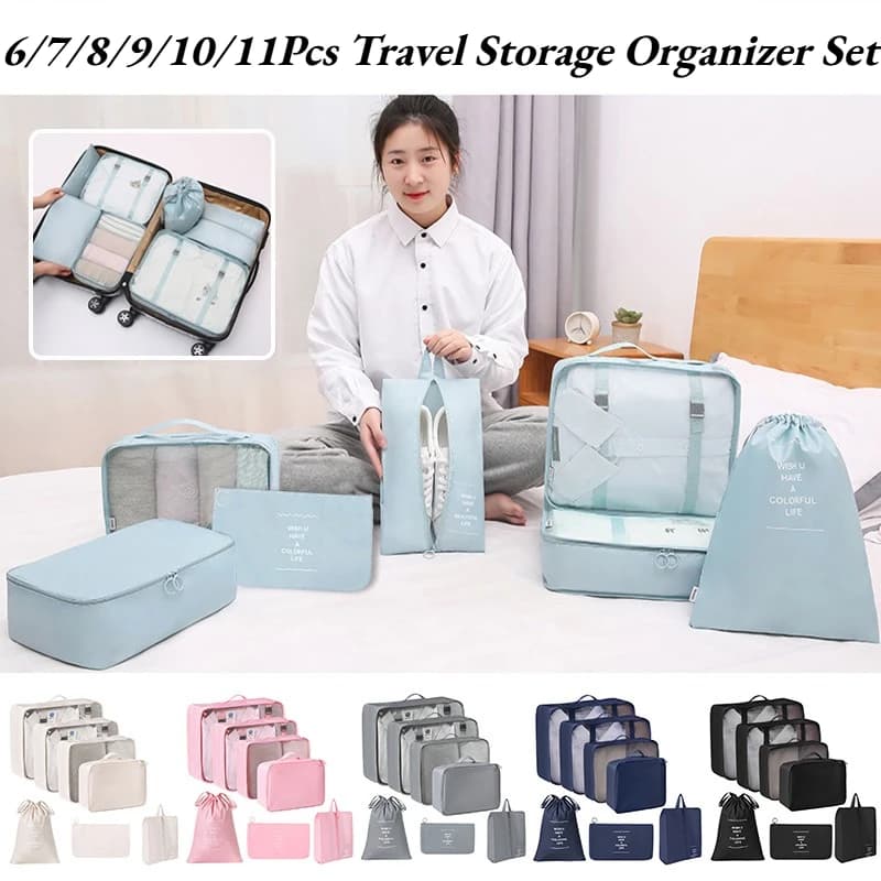 Portable Luggage Clothes Packing Cubes Travel Storage Organizer Set Large Capacity Travel Bag Suitcase Clothing Organizer Pouch