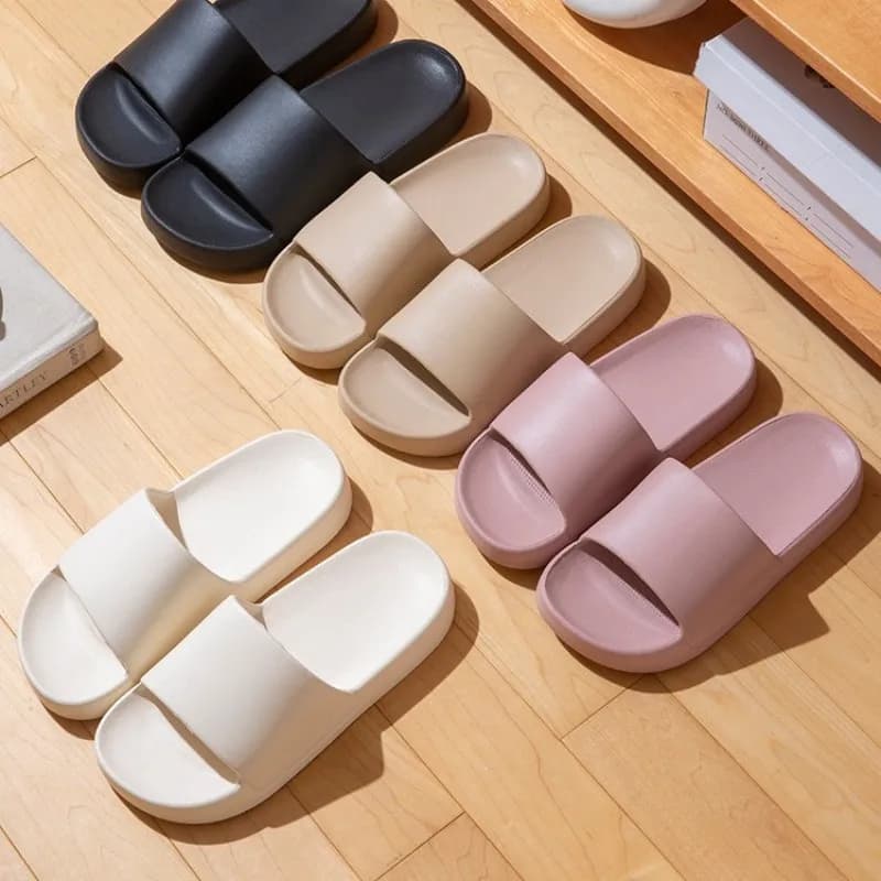 SHAJI Women Square Toe Cloud Pillow Slides, Summer Thick Platform Soft Non Slip Slippers for Bathroom Home Indoor Outdoor Wear