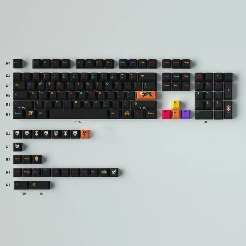 Gmk Mictlan 129 keys Pbt Keycap Dye-Sub Cherry Keycaps profile for 61/64/68/75/84/87/104/108 Etc mechanical keyboard