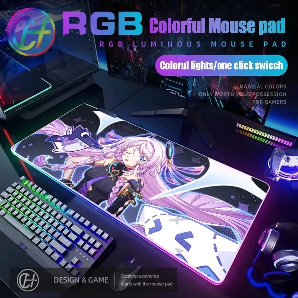 Tappetino per mouse Gamer Genshin Citlali Tappetino per mouse da gioco anime Tappetini da tavolo a LED Tappetino per mouse da tavolo in gomma retroilluminato XXL Tappetini da scrivania RGB