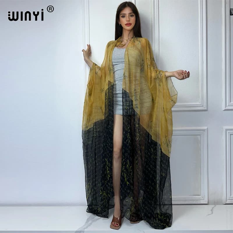 2023 WINYI Europe kimono donna Cardigan stitch kaftan Cocktail sexky Boho Beach Cover up caftano African Holiday manica lunga Robe