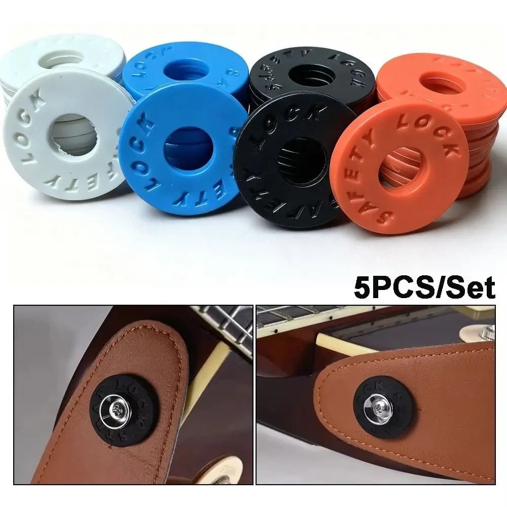 Set di 5 Pezzi in Gomma per Fissaggio Sicuro del Cinturino per Chitarra, Blocchi Antiscivolo per Cinturino Basso, Colorati