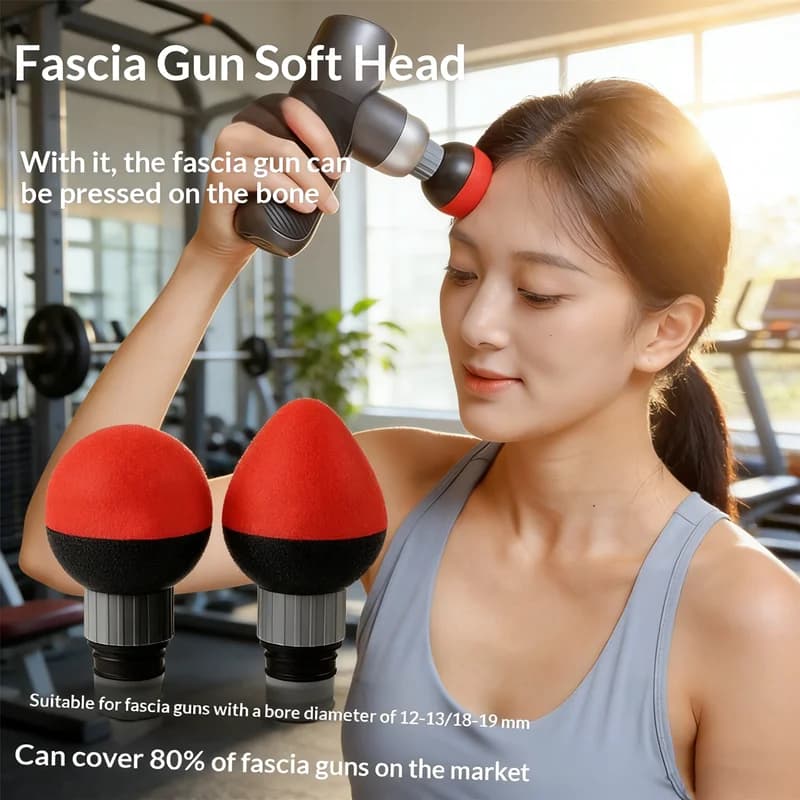 Set of Interchangeable Massage Heads (12mm and 18mm) in Soft Silicone for Mixed Massage Guns, Targeted Lift for Large and Small Muscular Groups