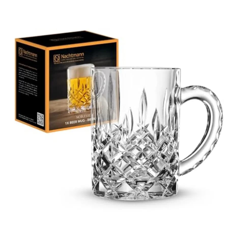 Boccale da Birra con Manico della Collezione Noblesse - Bicchiere Grande in Cristallo Trasparente da 620ml, Elegante Tazza per Amanti della Birra, Accessorio per Bar Domestico