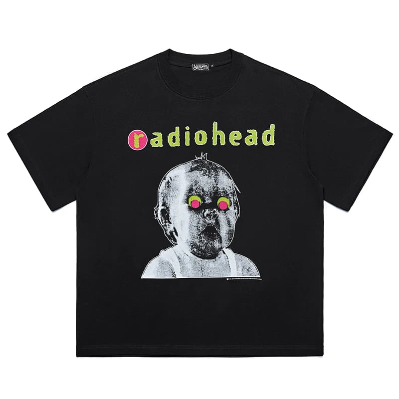 Radiohead Alternative Rock Short Sleeve T-Shirt Unisex round Neck Printed Lightweight Summer Breathable Youth Fashion Top