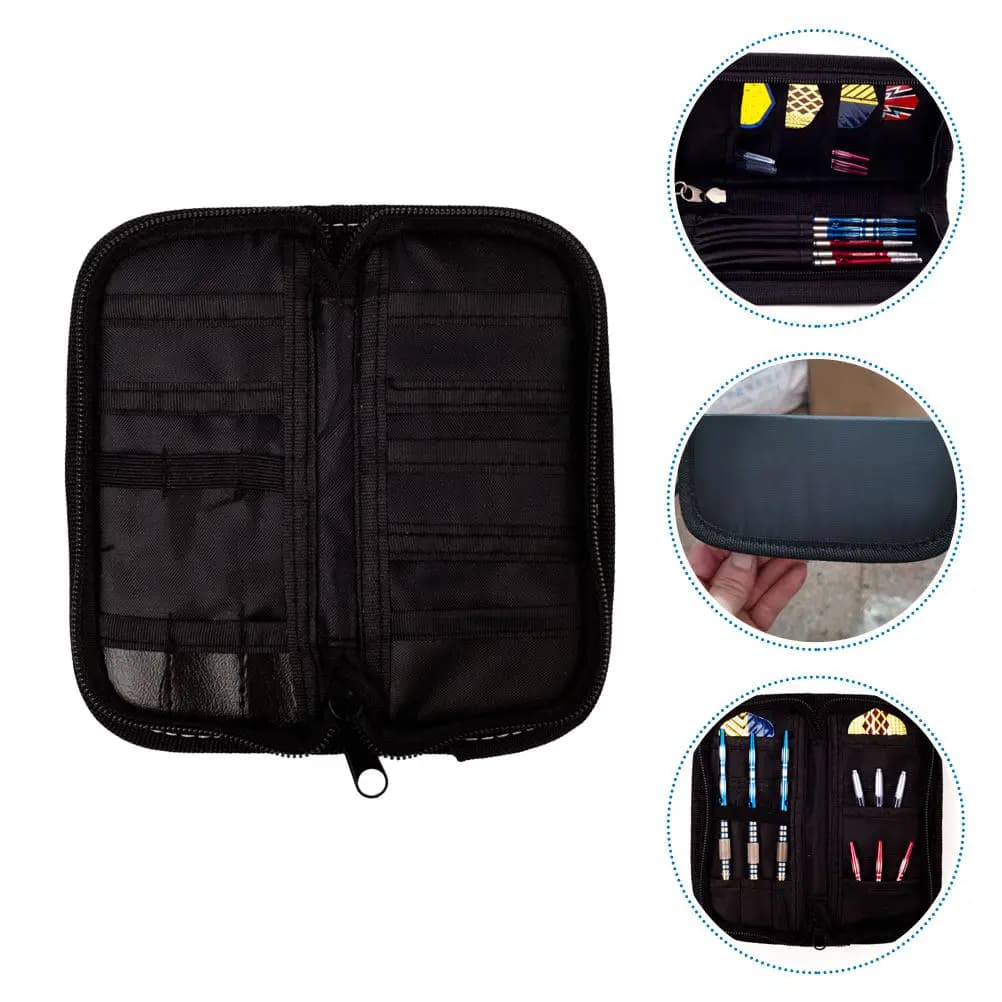 Borsa in tessuto Oxford portatile, leggera e compatta con cerniera e organizer interno multi-scomparto per punte e alette di freccette