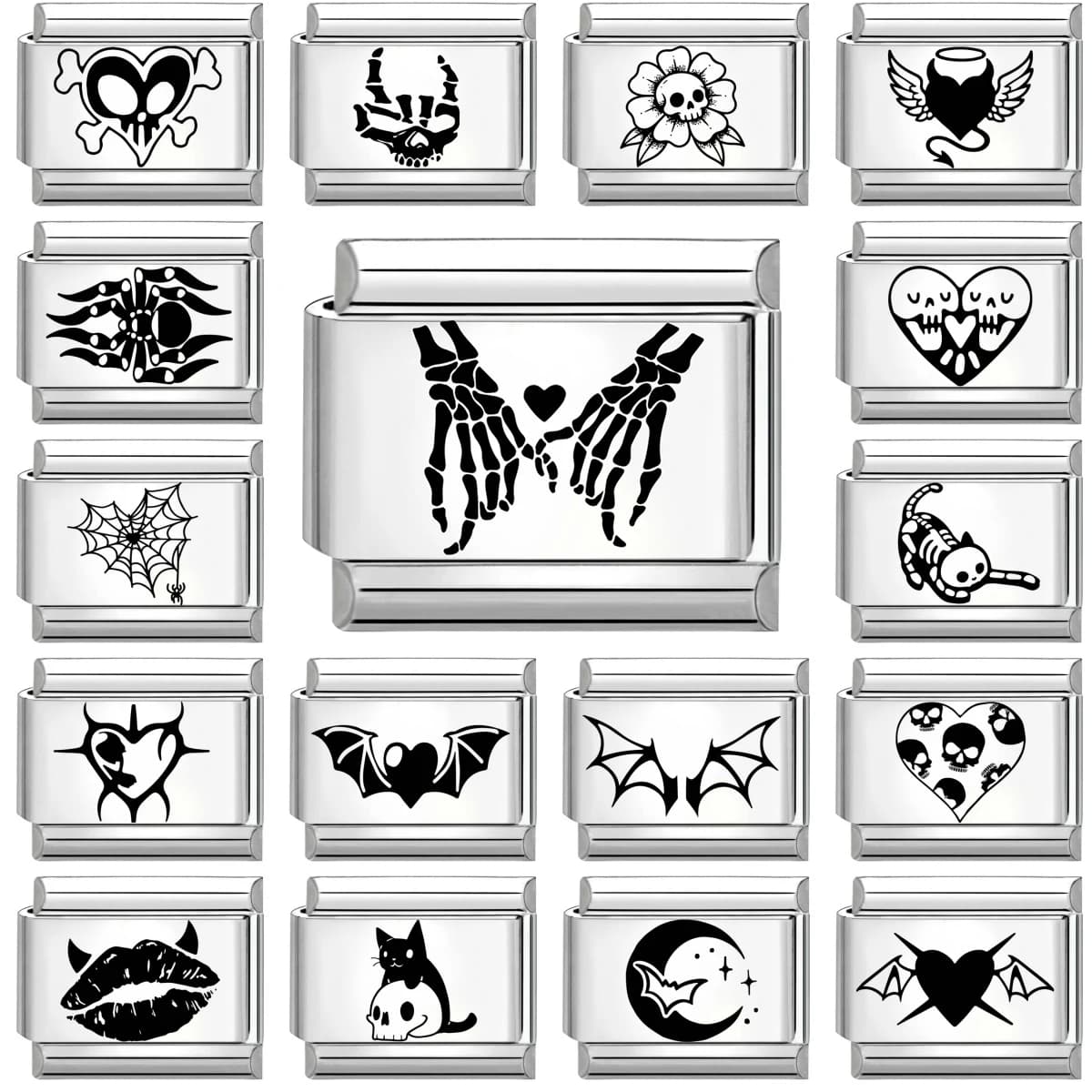 New Laser engraving Hallowmas Cat Charm Italian Links Fit 9mm Bracelet Stainless Steel Women Making DIY Jewelry Gifts Wholesale