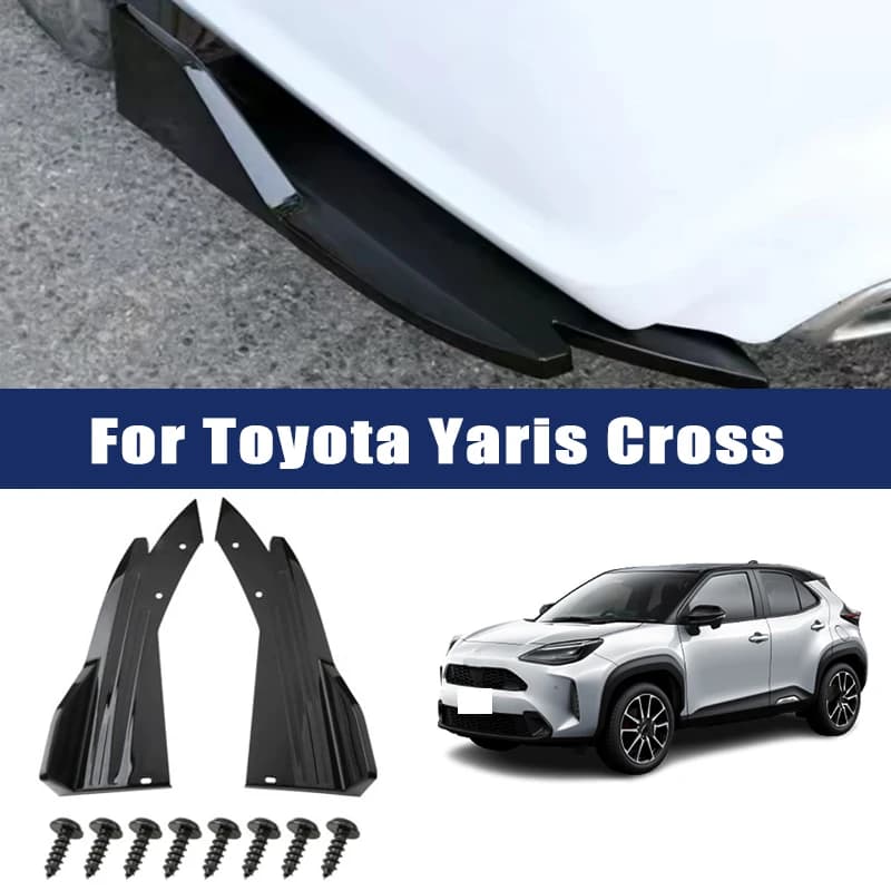 Car Rear Bumper Spoiler Lip Carbon Fiber Wing Trim Anti-crash Diffuser Side Skirt Wrap Angle Splitter For Toyota Yaris Cross