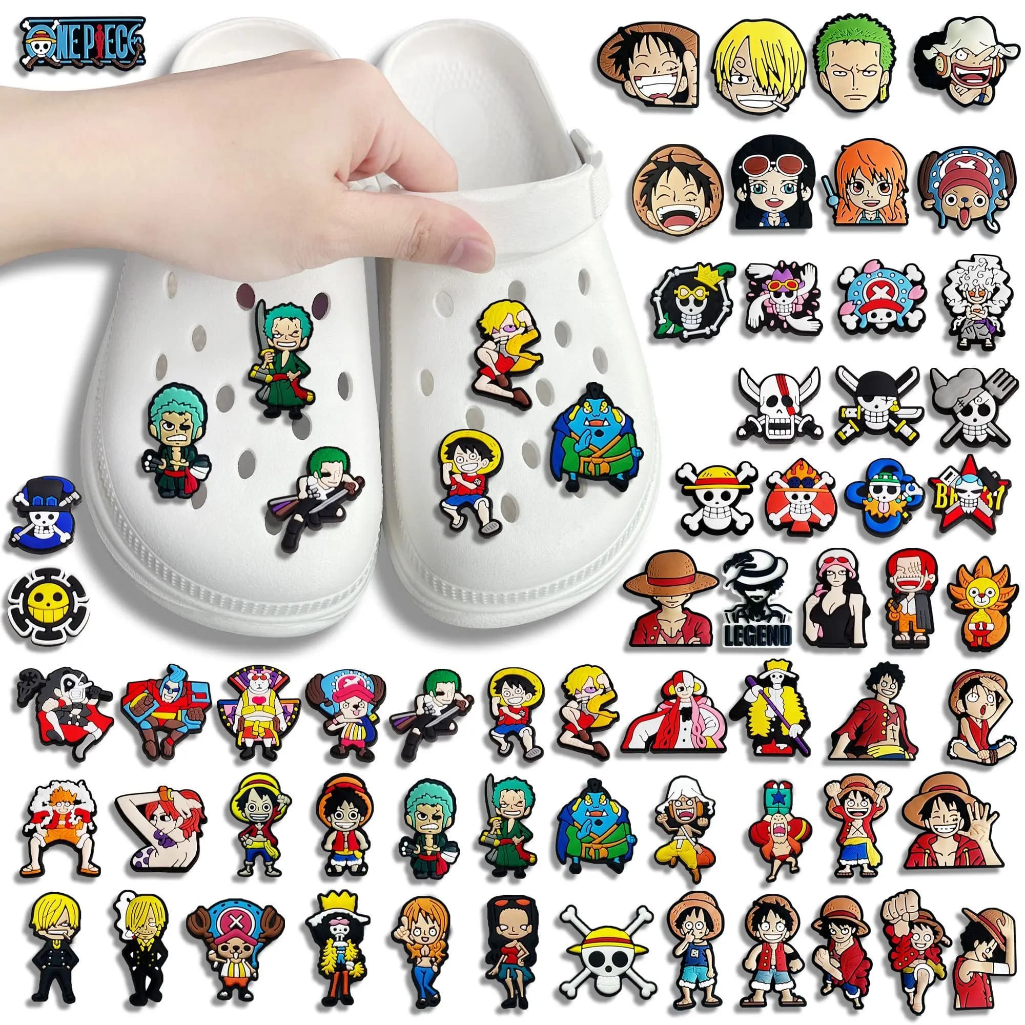 2-30 Pezzi Accessori Fai-da-Te per Crocs One Piece Luffy, Decorazioni per Scarpe a Forma di Bambola Cartoon Carina, Fibbia Staccabile per Scarpe Zoro, Ornamento Decorativo